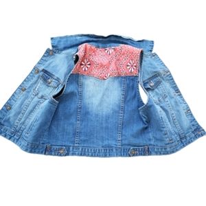 Forever 21 Premium Denim Red Bandana Coastal Cowgirl Blue Jean Vest ♥️